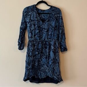 Lucky Brand Floral Smocked Shoulder Tie Waist Dress